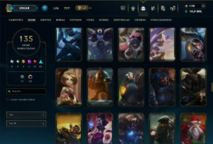 Platina 3 com 140 Champs e 135 Skins ( JG / TOP / MID ) - League of Legends LOL