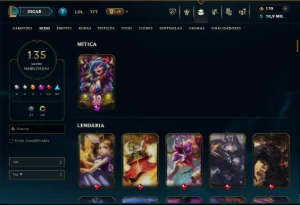 Platina 3 com 140 Champs e 135 Skins ( JG / TOP / MID ) - League of Legends LOL