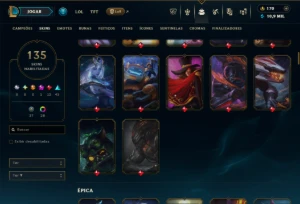 Platina 3 com 140 Champs e 135 Skins ( JG / TOP / MID ) - League of Legends LOL