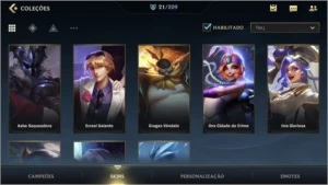 ESMERALDA IV + 21 SKINS + 46 CAMPEÕES + PASSE WILD COMPLETO - League of Legends: Wild Rift LOL WR