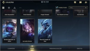 ESMERALDA IV + 21 SKINS + 46 CAMPEÕES + PASSE WILD COMPLETO - League of Legends: Wild Rift LOL WR