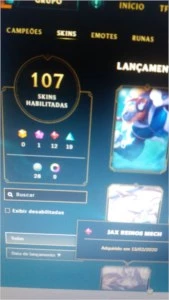 Conta platina 2 /107 skins/ faltando apenas 16 campeoes - League of Legends LOL