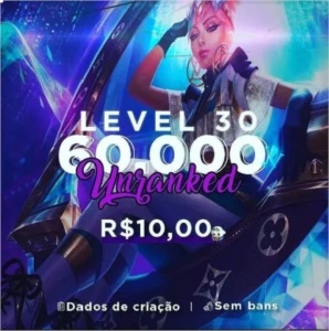 SMURF UNRANKED 60K EA (escolha sua skin normal a epica)0%BAN - League of Legends LOL