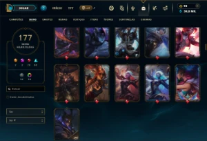 Bronze 1 com 135 Champs e 177 Skins ( ADC / SUP ) - League of Legends LOL