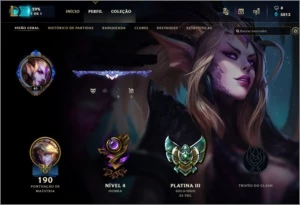 Conta League Of Legends Borda Diamante, Elo Platina 3 LOL