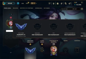 Diamante 4 com 45 Champs e 1 Skin - League of Legends LOL