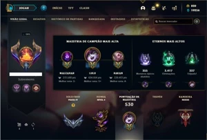 Conta prata 4 com TODOS os champs e 122 Skins + 820 RP - League of Legends LOL