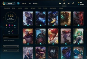 Conta prata 4 com TODOS os champs e 122 Skins + 820 RP - League of Legends LOL
