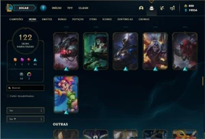 Conta prata 4 com TODOS os champs e 122 Skins + 820 RP - League of Legends LOL
