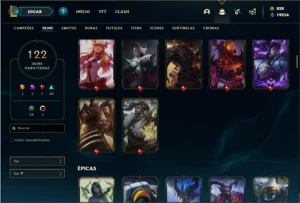 Conta prata 4 com TODOS os champs e 122 Skins + 820 RP - League of Legends LOL