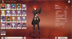 CONTA AR 50 VENTI + DILUC + JEAN + ZHONGLI + 1 ARMA 5* - Genshin Impact