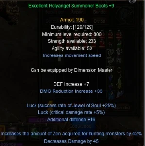 Set Xholy Sum +9 Luck+16 +ddJOH+DD+Zen - MU Online