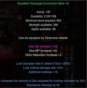 Set Xholy Sum +9 Luck+16 +ddJOH+DD+Zen - MU Online