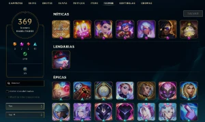 CONTA LVL 309 com 279 skins e 96 espólios de skins + 941RP - League of Legends LOL