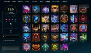 CONTA LVL 309 com 279 skins e 96 espólios de skins + 941RP - League of Legends LOL
