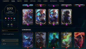 CONTA LVL 309 com 279 skins e 96 espólios de skins + 941RP - League of Legends LOL