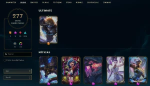 CONTA LVL 309 com 279 skins e 96 espólios de skins + 941RP - League of Legends LOL