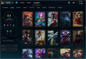 Conta Platina season na  passada, 84 skin Tdos campeões - League of Legends LOL