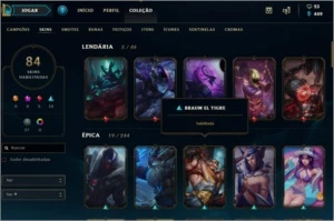 Conta Platina season na  passada, 84 skin Tdos campeões - League of Legends LOL