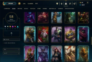 Unranked com 60 Champs e 58 Skins - League of Legends LOL