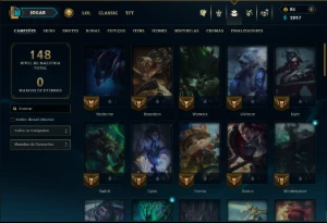 Unranked com 60 Champs e 58 Skins - League of Legends LOL