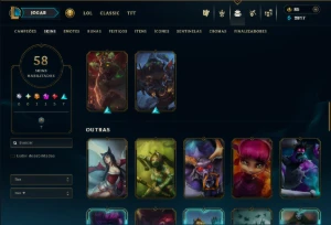 Unranked com 60 Champs e 58 Skins - League of Legends LOL