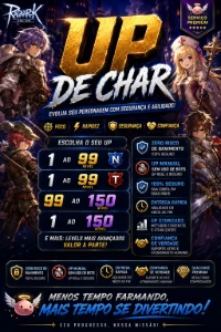 Boost char/UP de char 1 ao 99 N, 1 ao 99 T, 99 ao 150.(ETC)