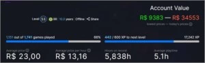 STEAM | NO-VAC | 10 anos | Level 53 | 1689 Jogos