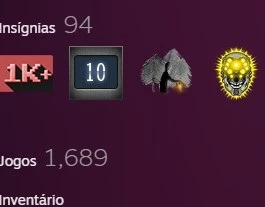 STEAM | NO-VAC | 10 anos | Level 53 | 1689 Jogos