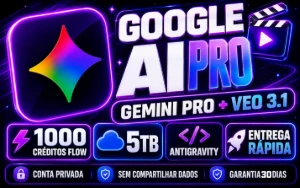Gemini Pro + Antigravity + Flow 18 meses/30 dias de garantia - Inteligência Artificial