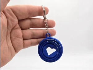 Chaveiro Coração Giratório em Impressão 3D - Artesanato e Personalizados