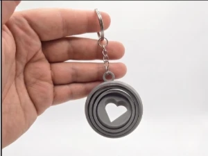 Chaveiro Coração Giratório em Impressão 3D - Artesanato e Personalizados