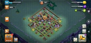 CONTA CV 9 SMURF COM MUROS FULL + PAISAGEM MACABRA - Clash of Clans