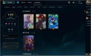 Conta de lol, level 310, Diamante 4, 199 skins, 130 champs - League of Legends