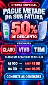 Pago sua fatura com 50% de desconto