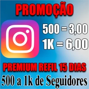 SEGUIDORES PREMIUM REFIL 15 DIAS 1K POR R$ 6,00 - Redes Sociais