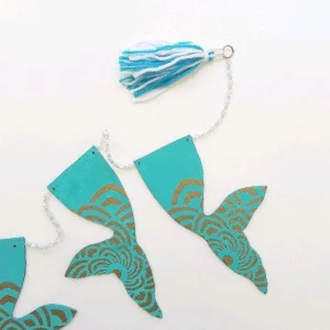 Cordão Decorativo Sereia Azul Turquesa - Artesanato e Personalizados