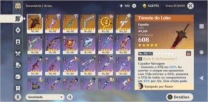 Ar 57 , 9 personagens t5 + 6 armas t5 - Genshin Impact