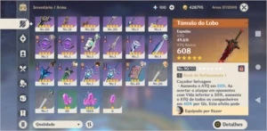 Ar 57 , 9 personagens t5 + 6 armas t5 - Genshin Impact