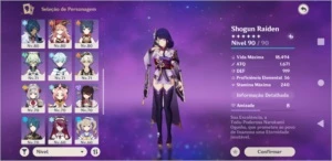 Ar 57 , 9 personagens t5 + 6 armas t5 - Genshin Impact