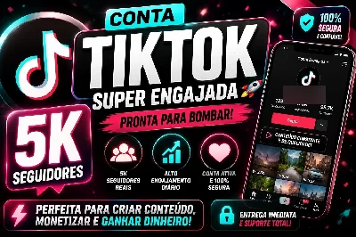 Conta tiktok com +5k de seguidores 100% Reais - Redes Sociais