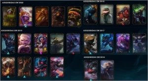 Ouro 2, 59 Champs, 24 Skins, 17K de EA, Vários Fragmentos - League of Legends LOL