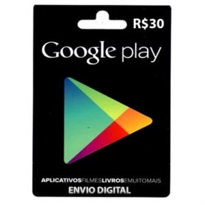 cartão pré-pago Google Play R$ 30. apenas no brasil