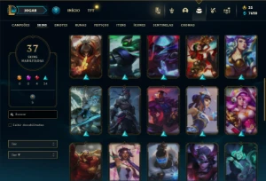 Ouro 4 com 41 Champs e 37 Skins + 21 Espolios - League of Legends LOL