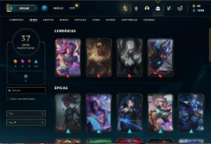 Ouro 4 com 41 Champs e 37 Skins + 21 Espolios - League of Legends LOL