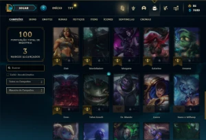 Ouro 4 com 41 Champs e 37 Skins + 21 Espolios - League of Legends LOL