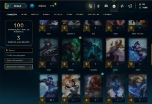 Ouro 4 com 41 Champs e 37 Skins + 21 Espolios - League of Legends LOL