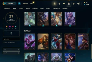 Ouro 4 com 41 Champs e 37 Skins + 21 Espolios - League of Legends LOL