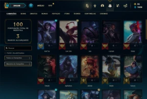 Ouro 4 com 41 Champs e 37 Skins + 21 Espolios - League of Legends LOL