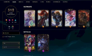 Conta Platina 4 - 312 SKINS - League of Legends LOL
